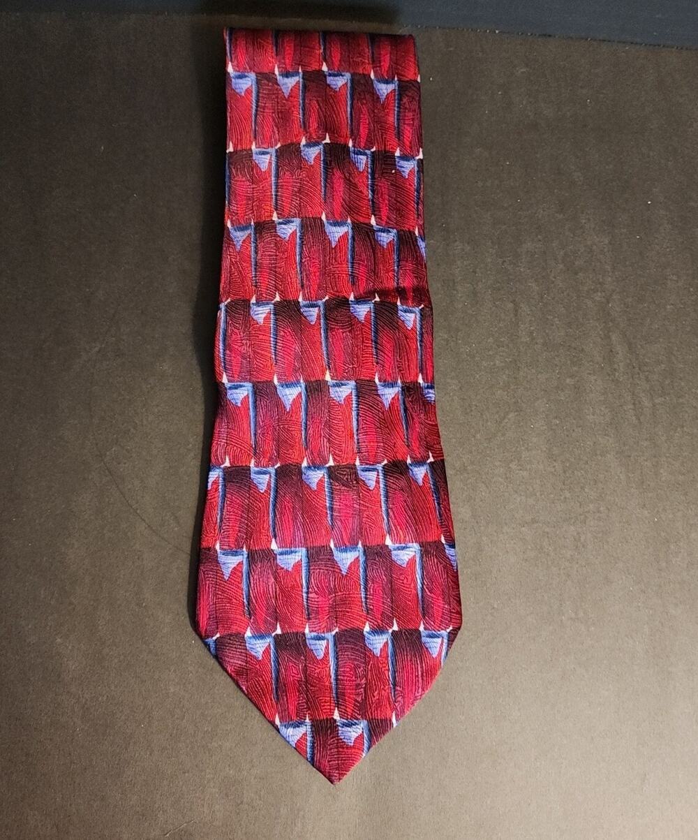 GD Grateful Dead Mens Neck Tie "Gazing At The Fire" 20th Sets Red Geometric Silk